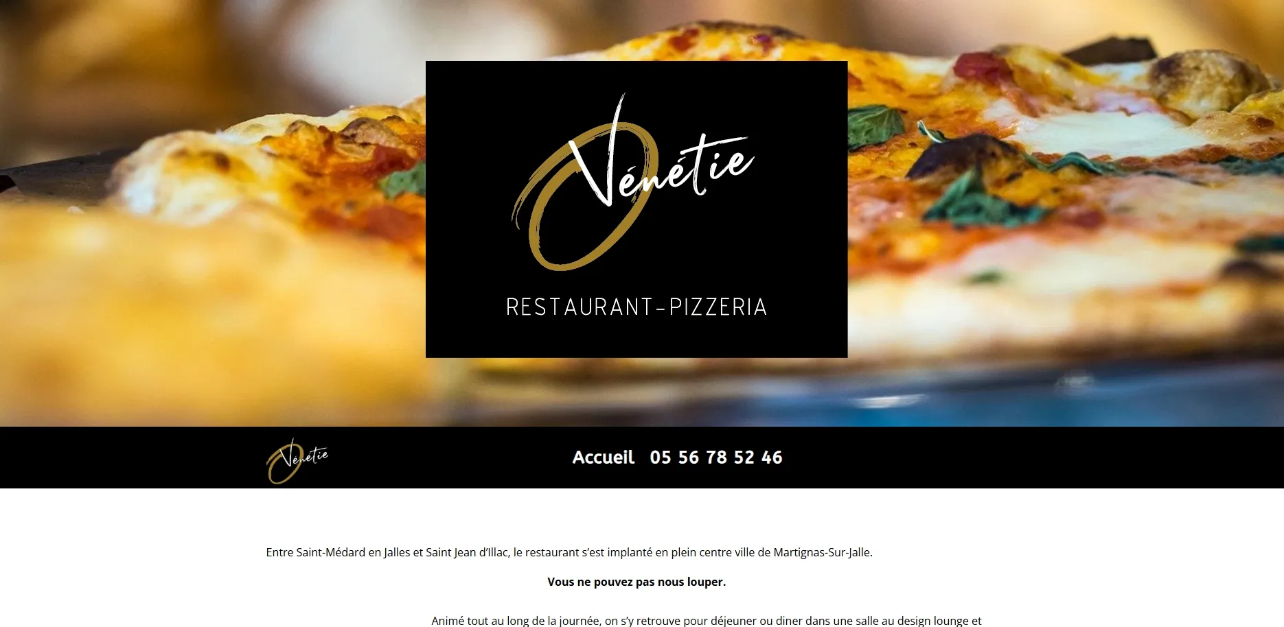 Site web du restaurant OVenetie, client de Blondieau Consulting
